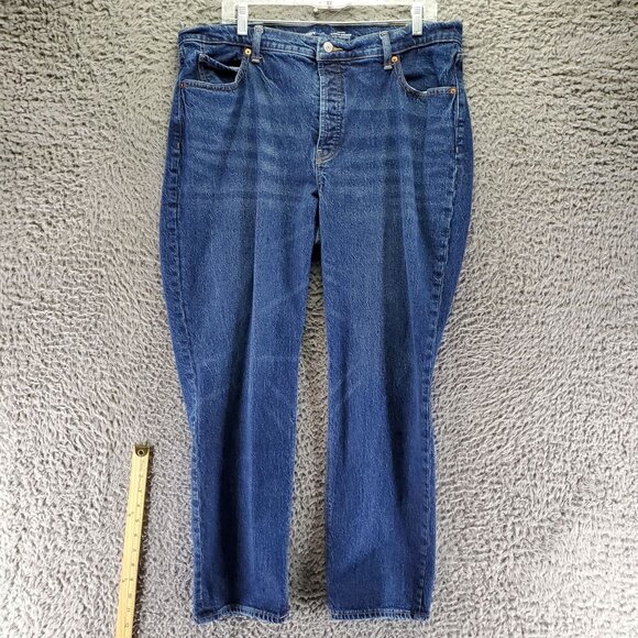 Old Navy Jeans Womens 16 Blue High-Rise Slouchy Straight Stretch Denim - Picture 1 of 9